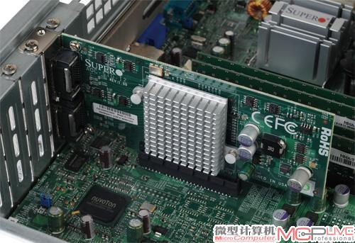 独立的PCI-E万兆网卡采用Intel 82598芯片,提供双万兆传输带宽。