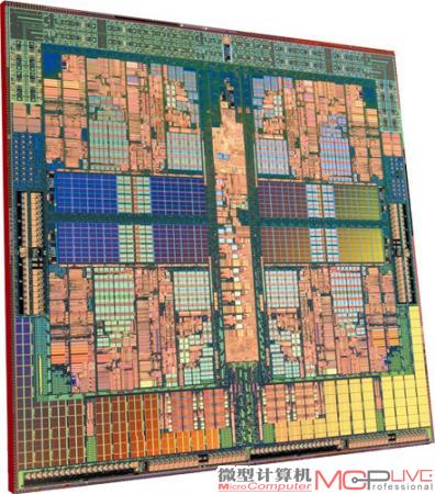 图9 K10架构的Phenom处理器，籍由架构的改进，指令性能获得显著的提升，但依然落后于对手。