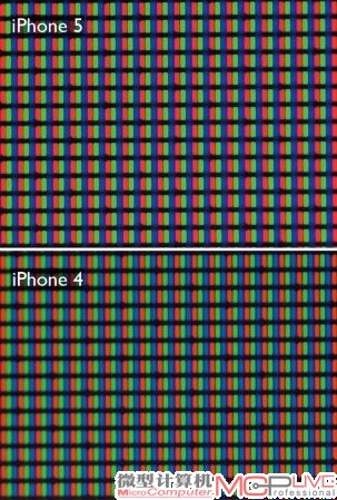 屏幕对比。上面为iPhone5，下面为iPhone4/4S。