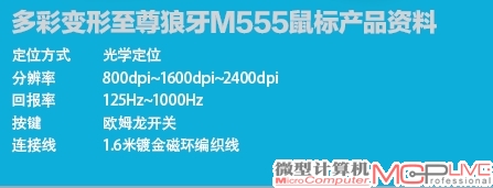 多彩变形至尊狼牙M555鼠标产品资料