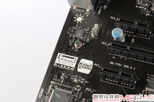 GAMING系列主板大的亮点是使用了Killer E2200系列网卡和创新Sound Blaster Cinema技术。