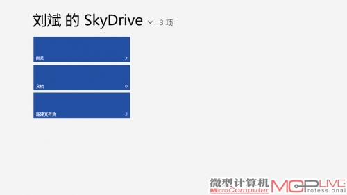 下图为Windows 8的SkyDrive，可以看出其功能较为单一